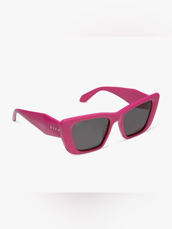 Diff Eyewear Accessories - NIB! DIFF Eyewear, Aura, Hot Pink Square Sunglasses, Bright Pink Grey, MSRP $108